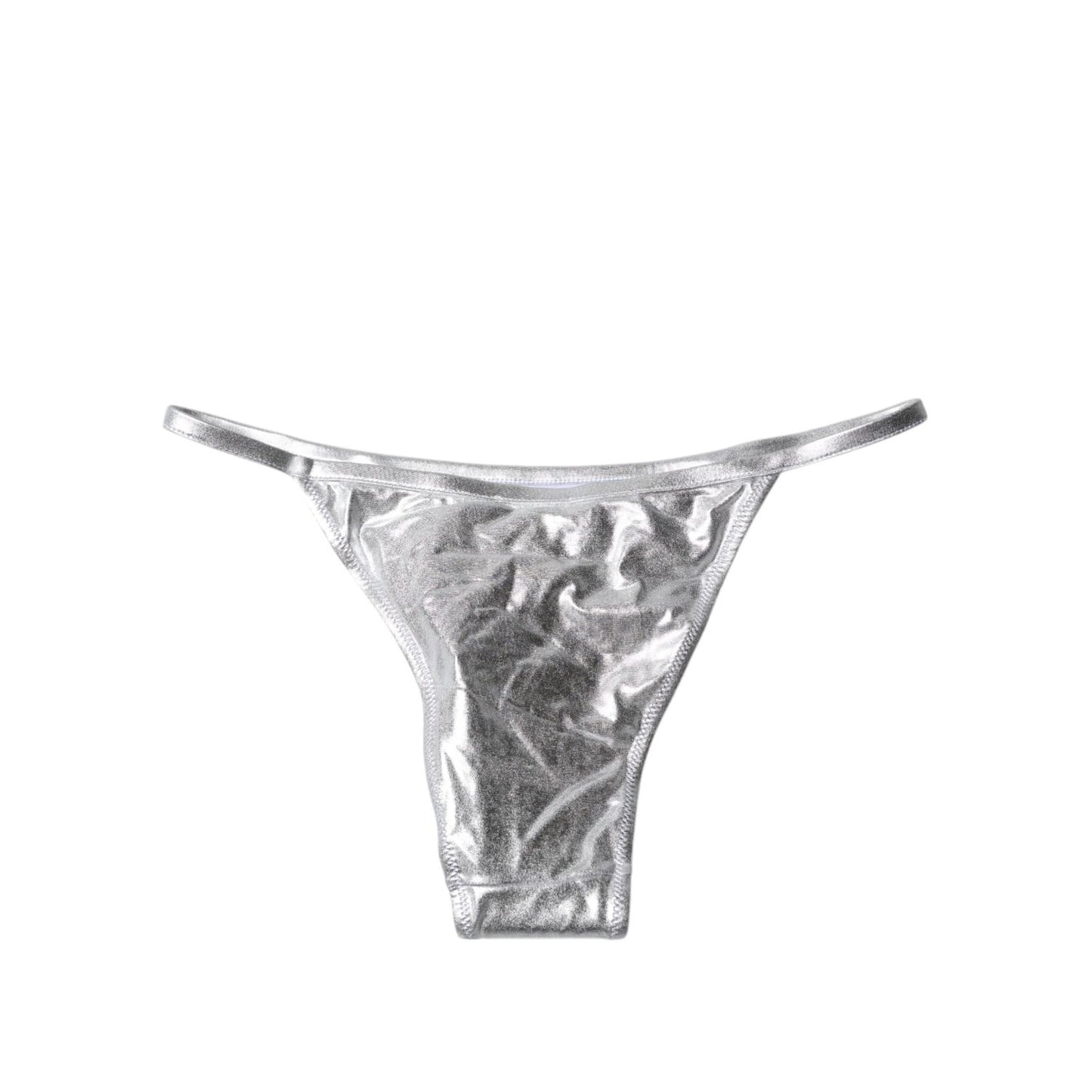 Dolce & Gabbana Silver Polyester Beachwear Bikini Bottom Swimwear