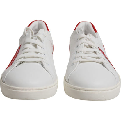 Dolce & Gabbana White Suede Leather Low Top Sneakers Shoes