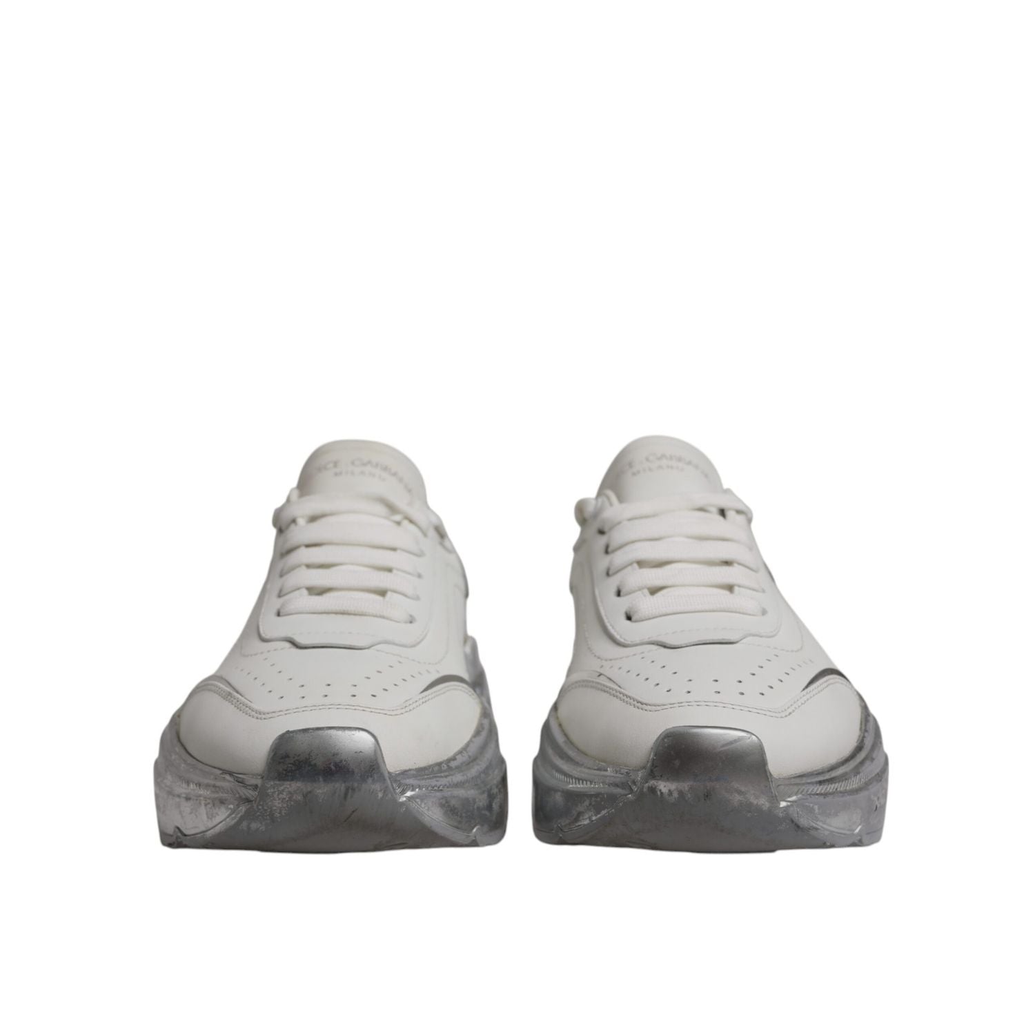 Dolce & Gabbana White Silver Daymaster Low Top Sneaker Shoes