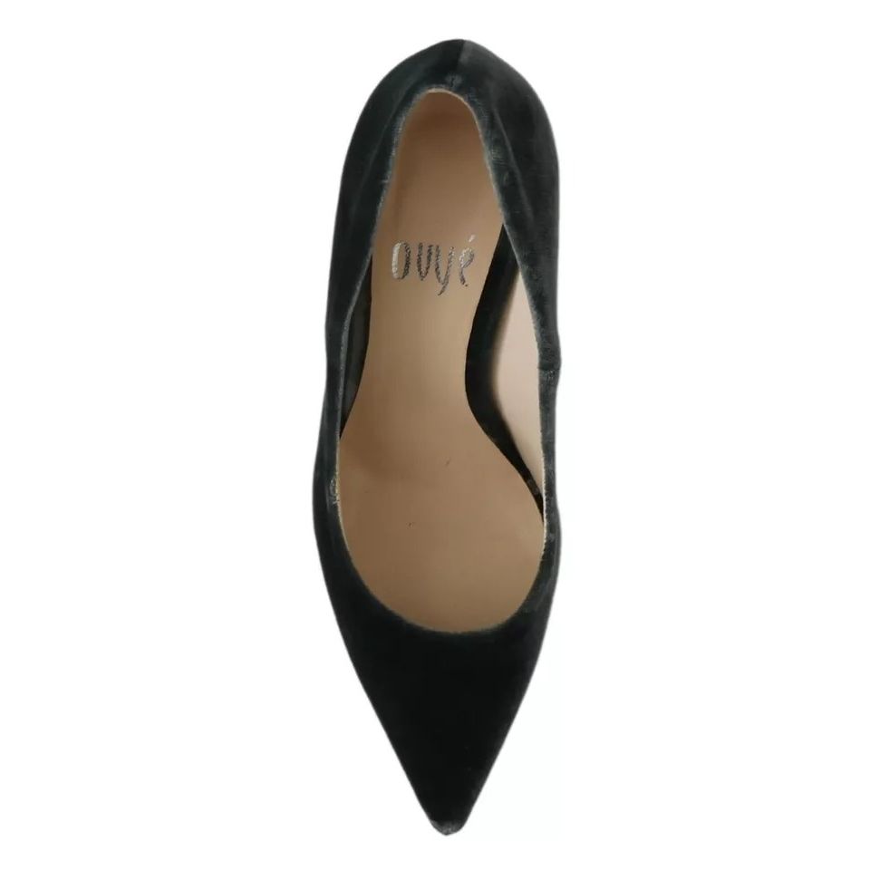 Ovyé Gray Velvet Dress Stiletto Pumps Shoes