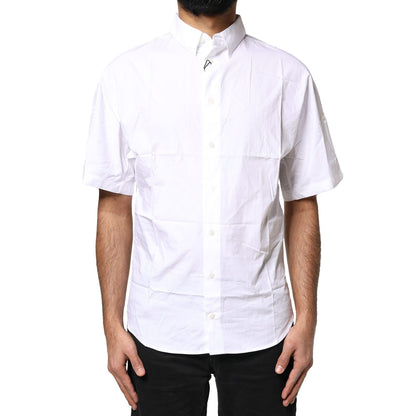 Dolce & Gabbana White Cotton Button Down Casual Men Polo Shirt Dolce & Gabbana