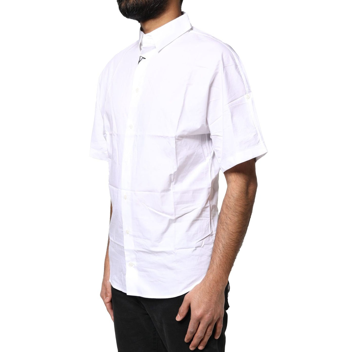 Dolce & Gabbana White Cotton Button Down Casual Men Polo Shirt Dolce & Gabbana