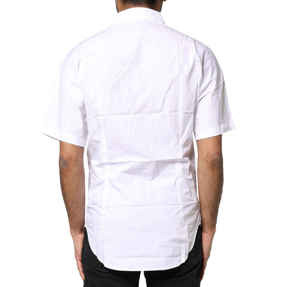 Dolce & Gabbana White Cotton Button Down Casual Men Polo Shirt Dolce & Gabbana