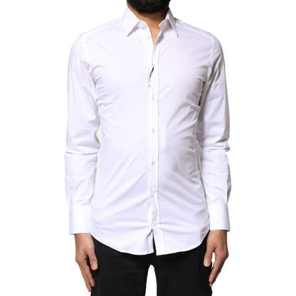 Dolce & Gabbana White GOLD Cotton Long Sleeves Dress Shirt Dolce & Gabbana