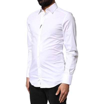 Dolce & Gabbana White GOLD Cotton Long Sleeves Dress Shirt Dolce & Gabbana