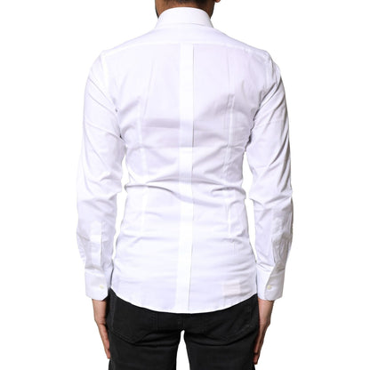 Dolce & Gabbana White GOLD Cotton Long Sleeves Dress Shirt Dolce & Gabbana