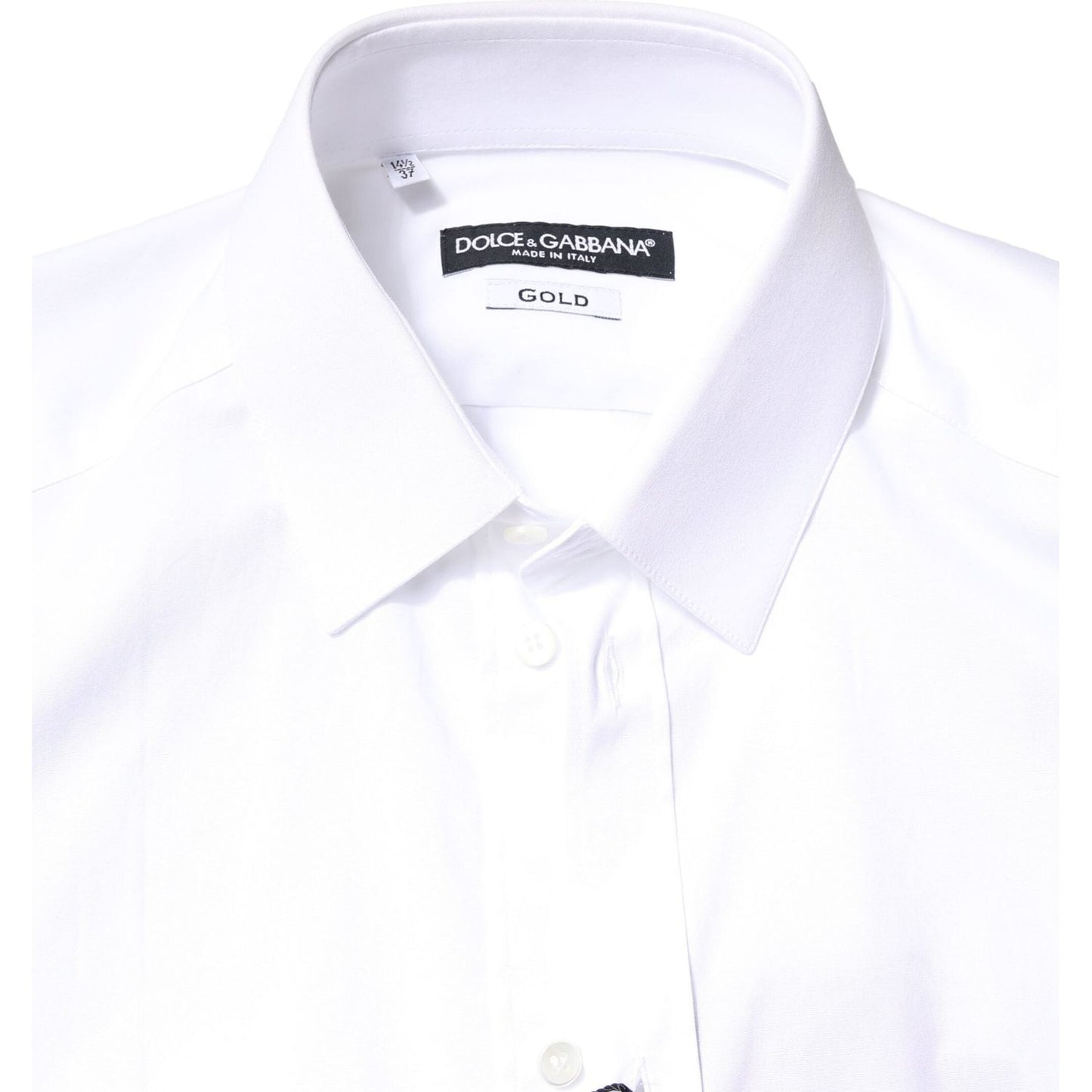 Dolce & Gabbana White GOLD Cotton Long Sleeves Dress Shirt Dolce & Gabbana