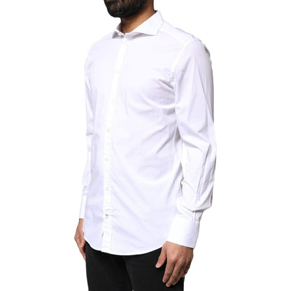 Dolce & Gabbana White GOLD Cotton Long Sleeves Dress Shirt Dolce & Gabbana