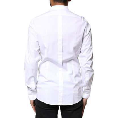 Dolce & Gabbana White GOLD Cotton Long Sleeves Dress Shirt Dolce & Gabbana