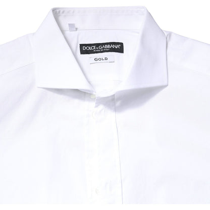 Dolce & Gabbana White GOLD Cotton Long Sleeves Dress Shirt Dolce & Gabbana