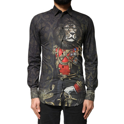 Dolce & Gabbana Black Royal Pet Portrait GOLD Dress Shirt Dolce & Gabbana
