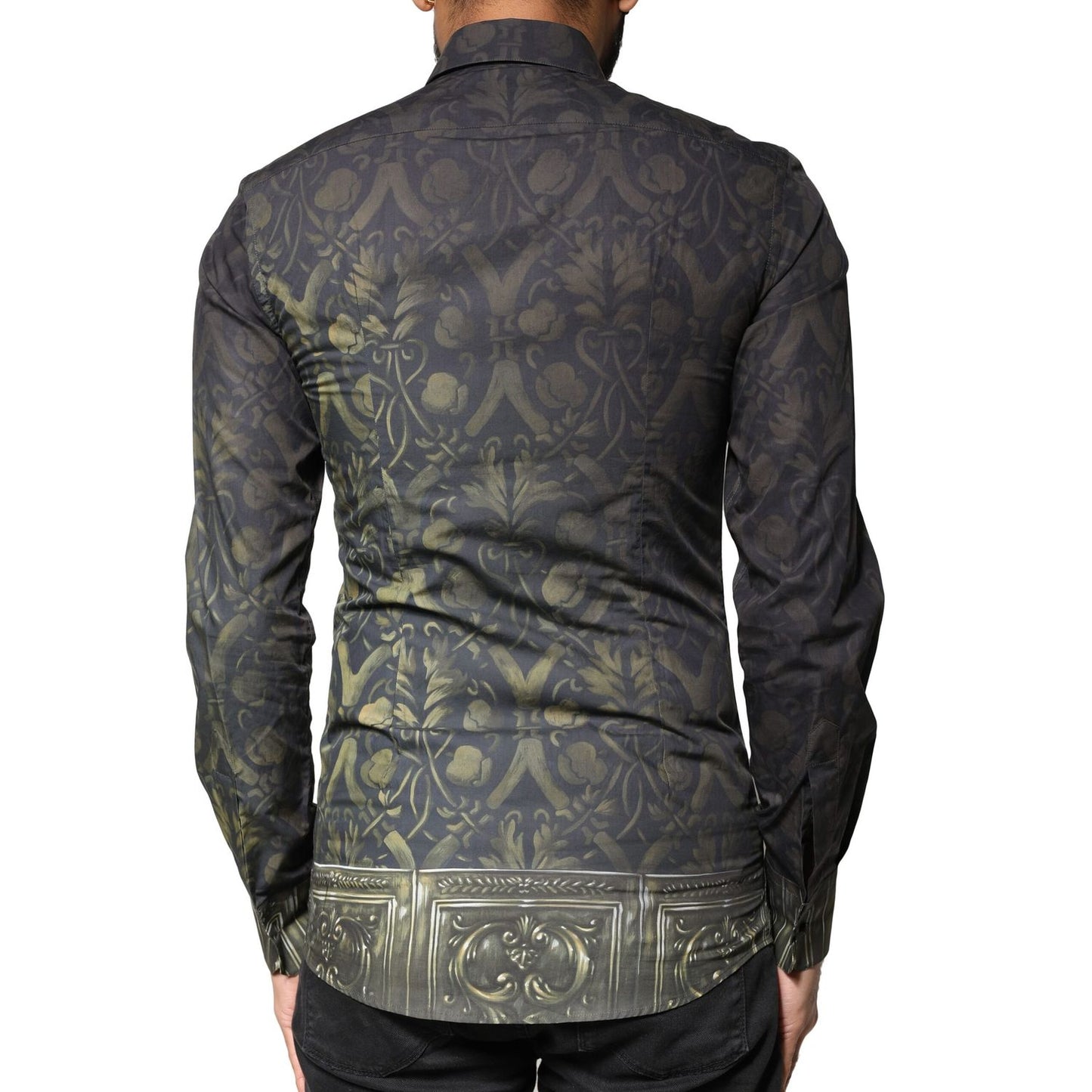 Dolce & Gabbana Black Royal Pet Portrait GOLD Dress Shirt Dolce & Gabbana