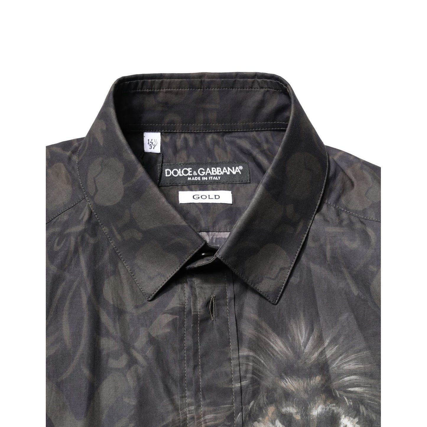 Dolce & Gabbana Black Royal Pet Portrait GOLD Dress Shirt Dolce & Gabbana