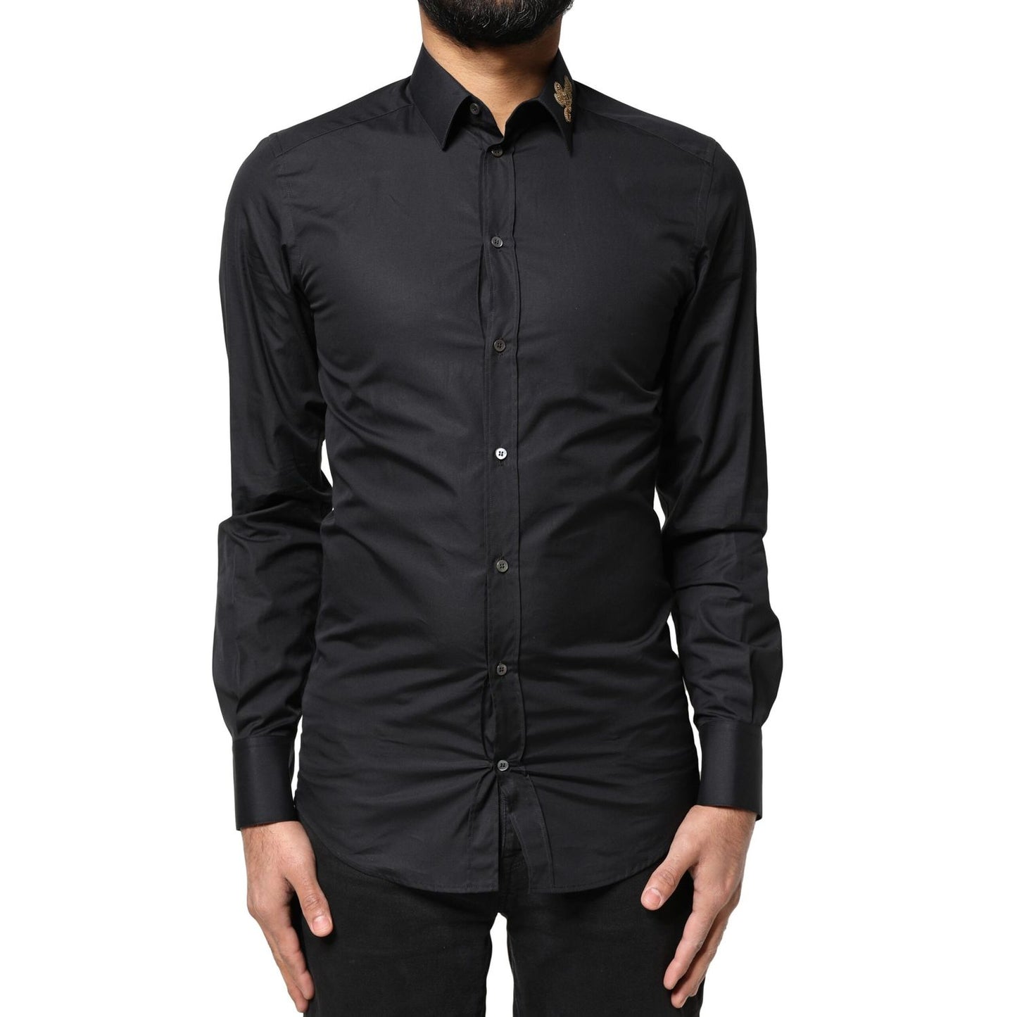Dolce & Gabbana Black Love Embroidery GOLD Formal Dress Shirt Dolce & Gabbana