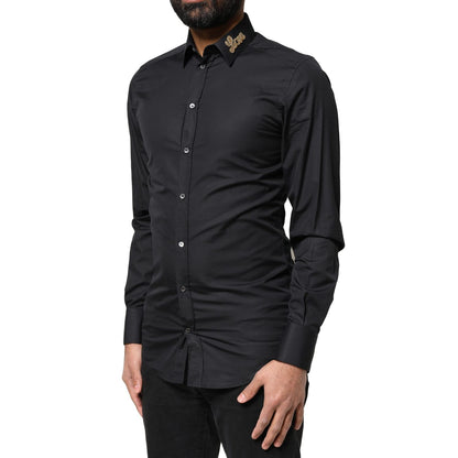 Dolce & Gabbana Black Love Embroidery GOLD Formal Dress Shirt Dolce & Gabbana