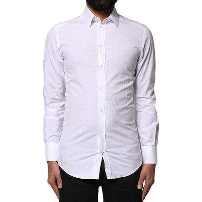 Dolce & Gabbana White GOLD Cotton Long Sleeves Dress Shirt Dolce & Gabbana