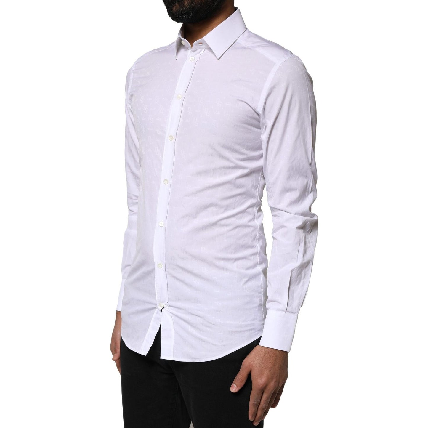 Dolce & Gabbana White GOLD Cotton Long Sleeves Dress Shirt Dolce & Gabbana
