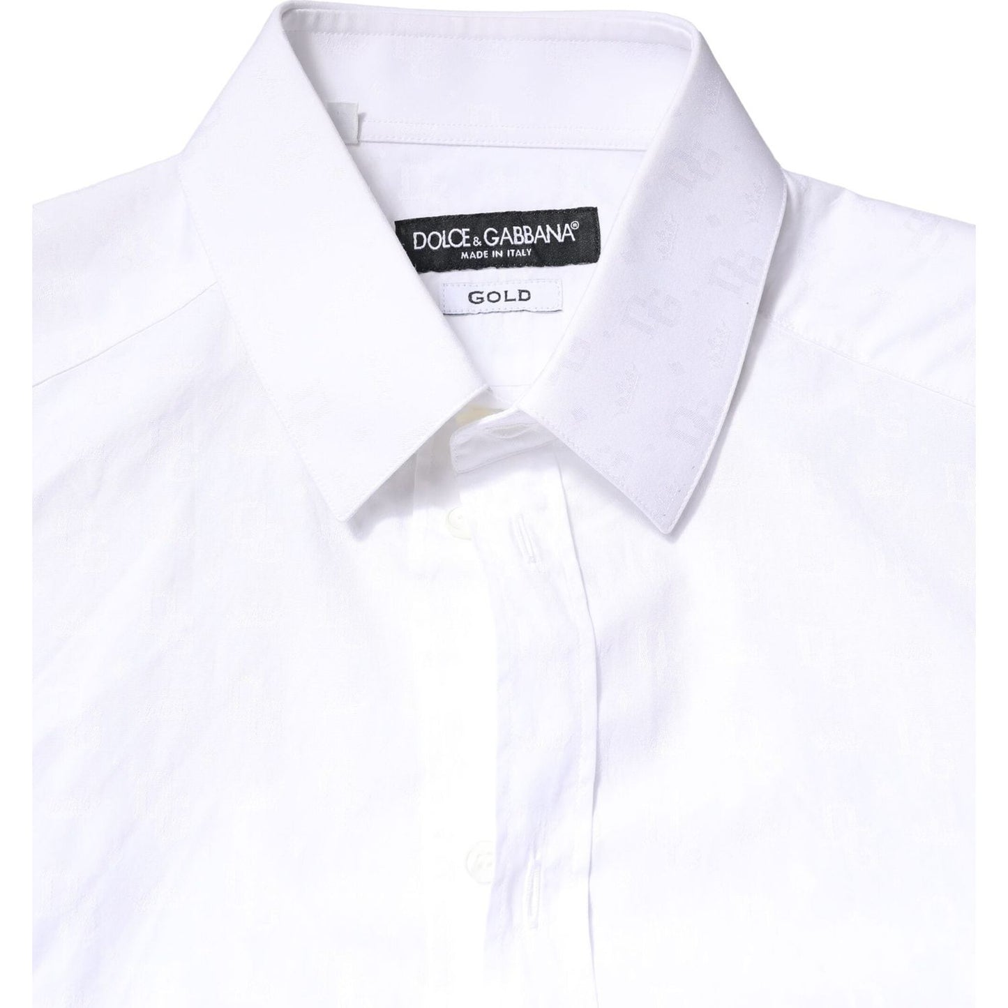 Dolce & Gabbana White GOLD Cotton Long Sleeves Dress Shirt Dolce & Gabbana