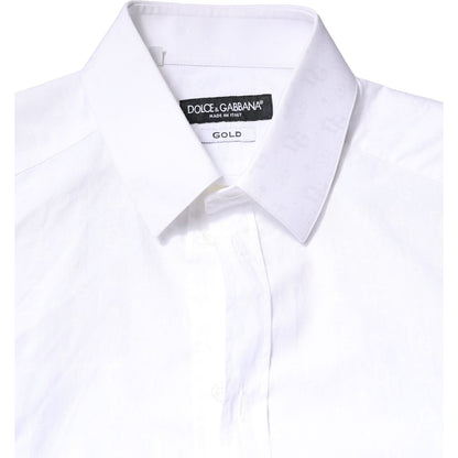 Dolce & Gabbana White GOLD Cotton Long Sleeves Dress Shirt Dolce & Gabbana