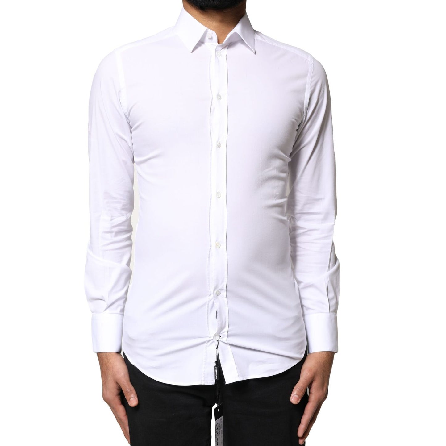Dolce & Gabbana White GOLD Cotton Long Sleeves Dress Shirt Dolce & Gabbana