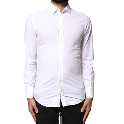 Dolce & Gabbana White GOLD Cotton Long Sleeves Dress Shirt Dolce & Gabbana