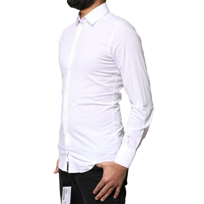 Dolce & Gabbana White GOLD Cotton Long Sleeves Dress Shirt Dolce & Gabbana