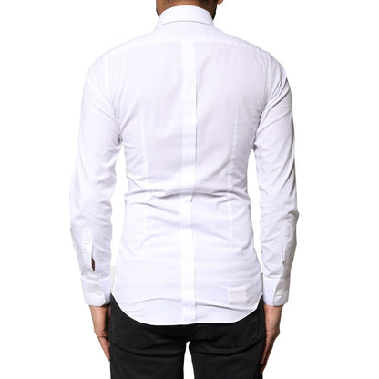 Dolce & Gabbana White GOLD Cotton Long Sleeves Dress Shirt Dolce & Gabbana