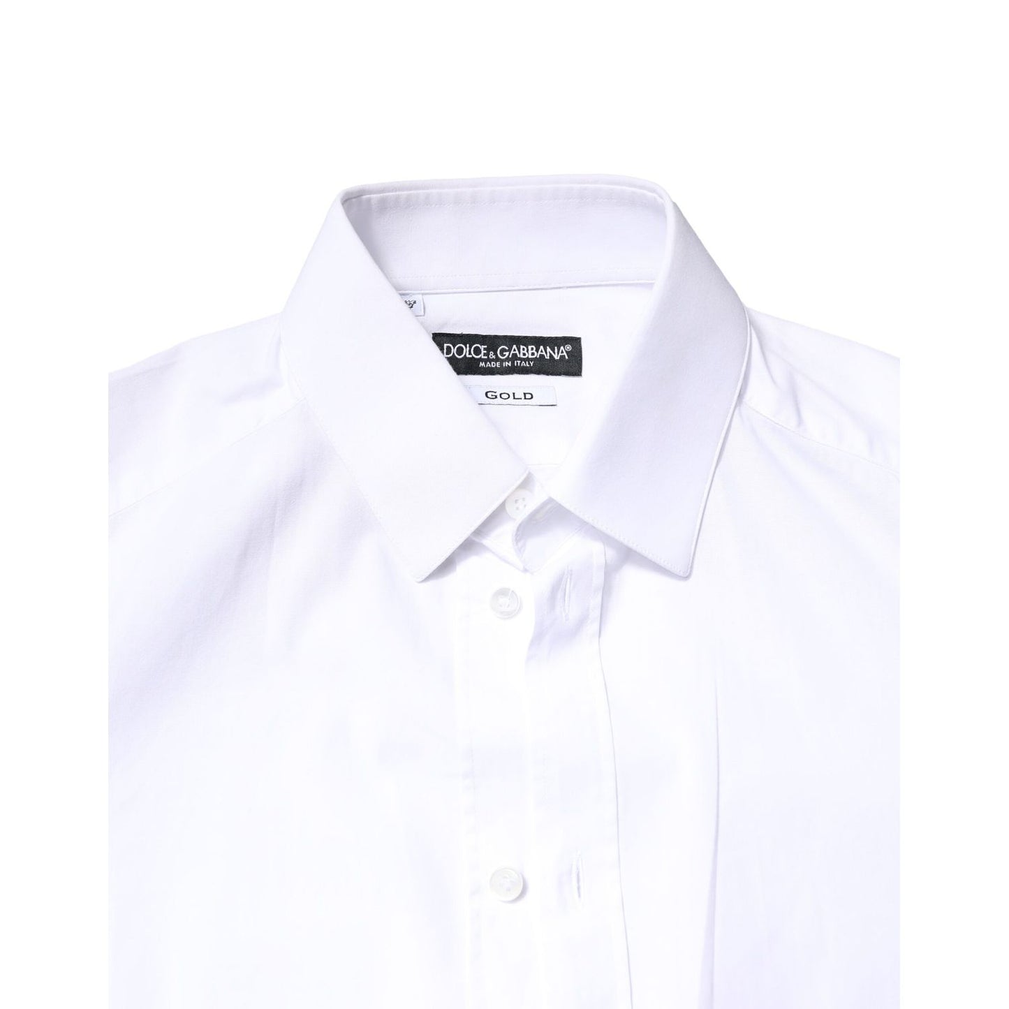 Dolce & Gabbana White GOLD Cotton Long Sleeves Dress Shirt Dolce & Gabbana