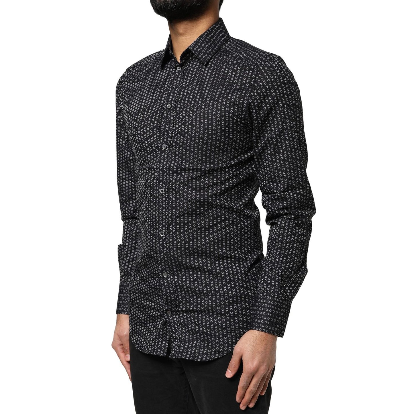 Dolce & Gabbana Black GOLD Patterned Cotton Men Dress Shirt Dolce & Gabbana