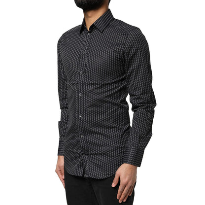 Dolce & Gabbana Black GOLD Patterned Cotton Men Dress Shirt Dolce & Gabbana