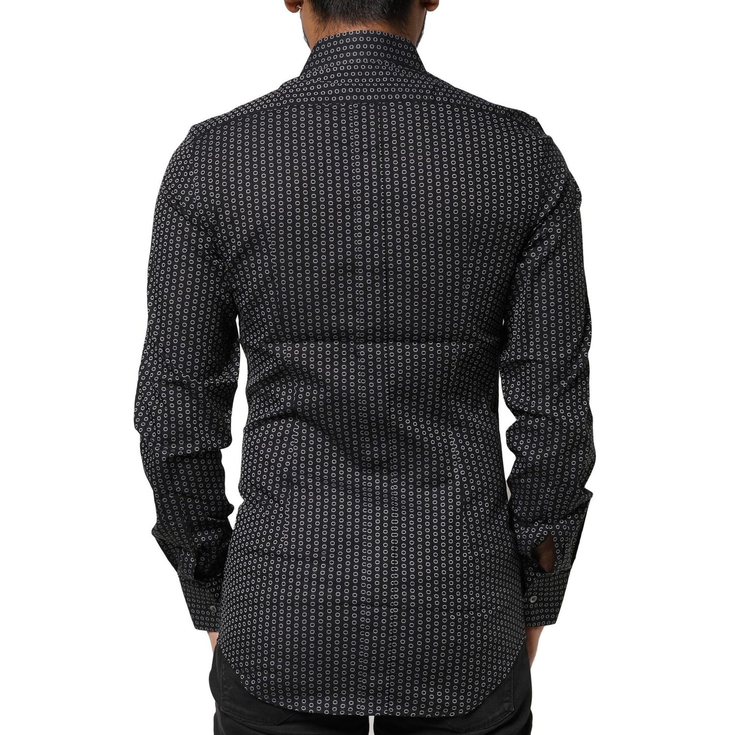 Dolce & Gabbana Black GOLD Patterned Cotton Men Dress Shirt Dolce & Gabbana