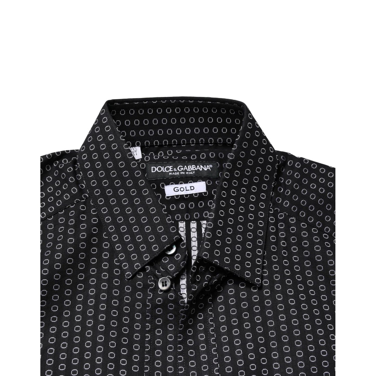 Dolce & Gabbana Black GOLD Patterned Cotton Men Dress Shirt Dolce & Gabbana