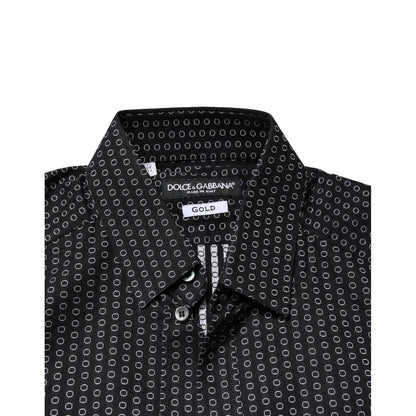Dolce & Gabbana Black GOLD Patterned Cotton Men Dress Shirt Dolce & Gabbana