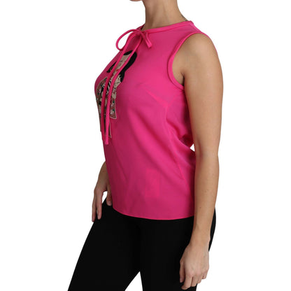 Dolce & Gabbana Pink Family Silk Tank Mama Blouse Top Shirt