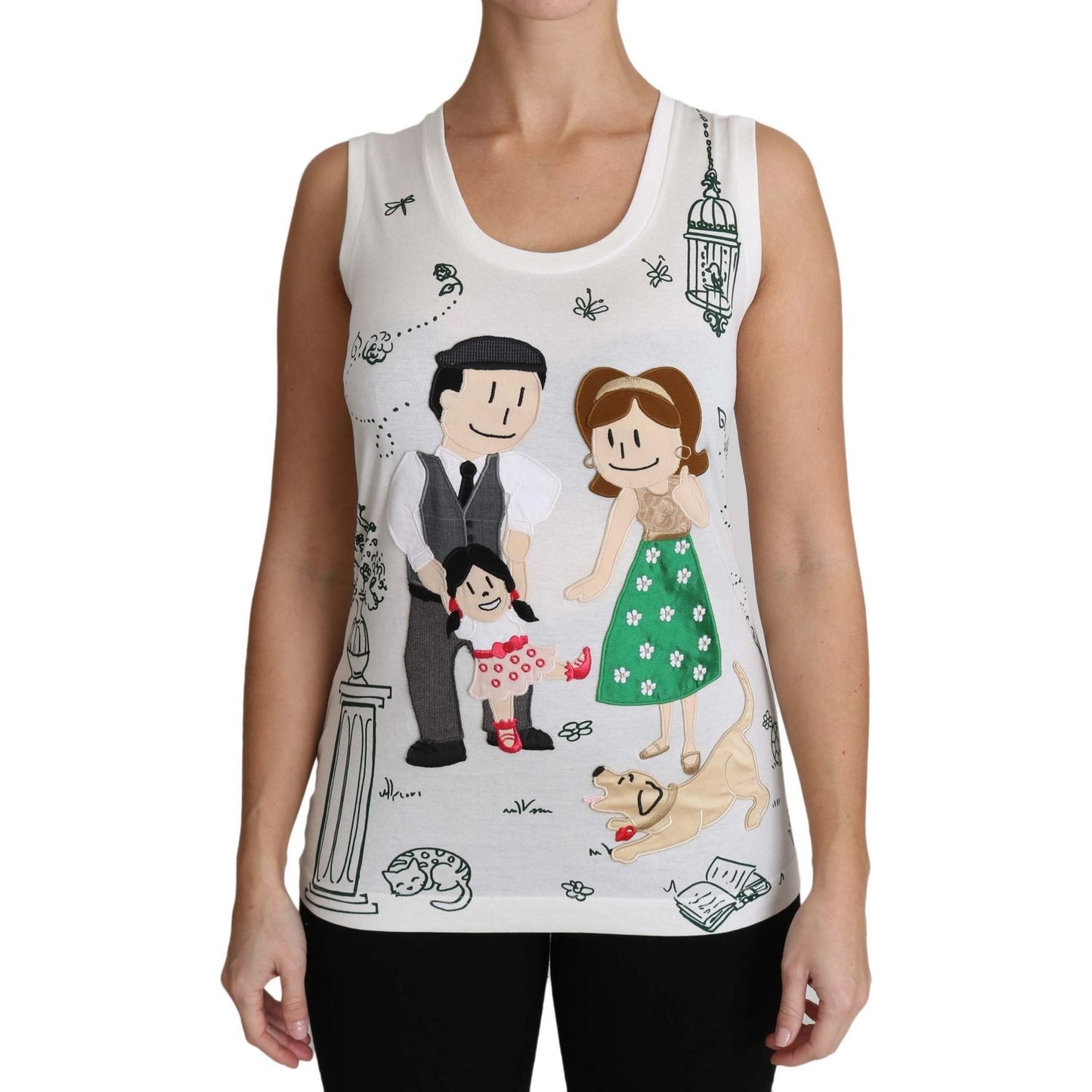 Dolce & Gabbana White Cotton #dgfamily Sleeveless Shirt Tank Top