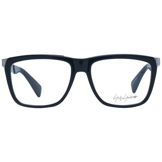 Yohji Yamamoto Black Men Glasses Frame, square full-rim acetate with demo lenses, size 55-16-140.
