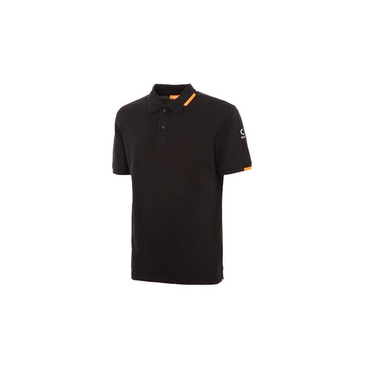 Suns Black Cotton Polo Shirt with ribbed collar and logo on left sleeve.