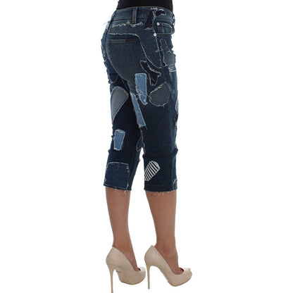 Dolce & Gabbana Stretch Blue Patchwork Jeans Shorts