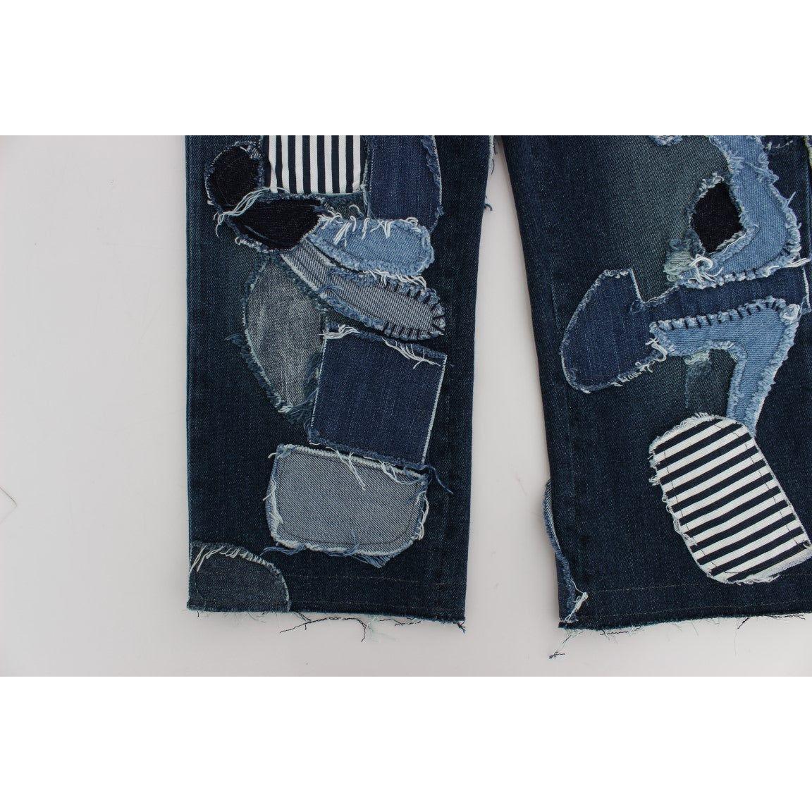 Dolce & Gabbana Stretch Blue Patchwork Jeans Shorts