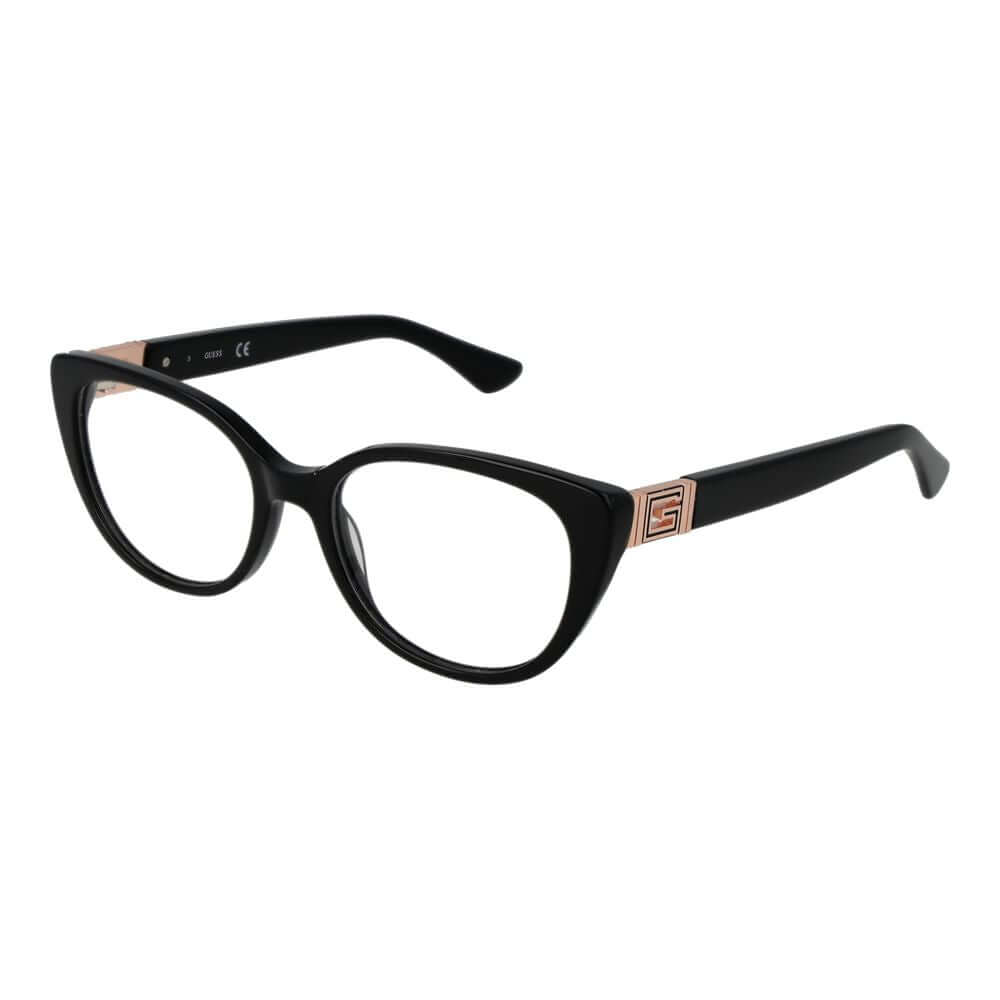 Guess Black Plastic Glasses (Frames) - Women's full-rim cat eye style with black demo lenses, 51mm width, 130mm frame, plastic material.