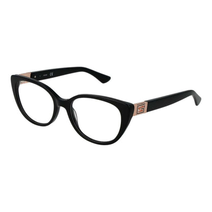 Guess Black Plastic Glasses (Frames) - Women's full-rim cat eye style with black demo lenses, 51mm width, 130mm frame, plastic material.