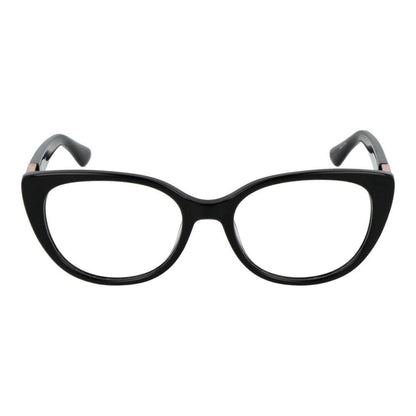 Guess Black Plastic Glasses (Frames) for women, full-rim cat eye style with demo lenses, includes branded case.