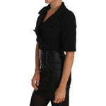Dolce & Gabbana Black Short Fitted Wool Cropped Jacket Blazer