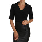 Dolce & Gabbana Black Short Fitted Wool Cropped Jacket Blazer