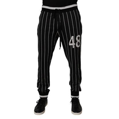 Dolce & Gabbana Black White Stripes Jogger Sweatpants Pants Dolce & Gabbana
