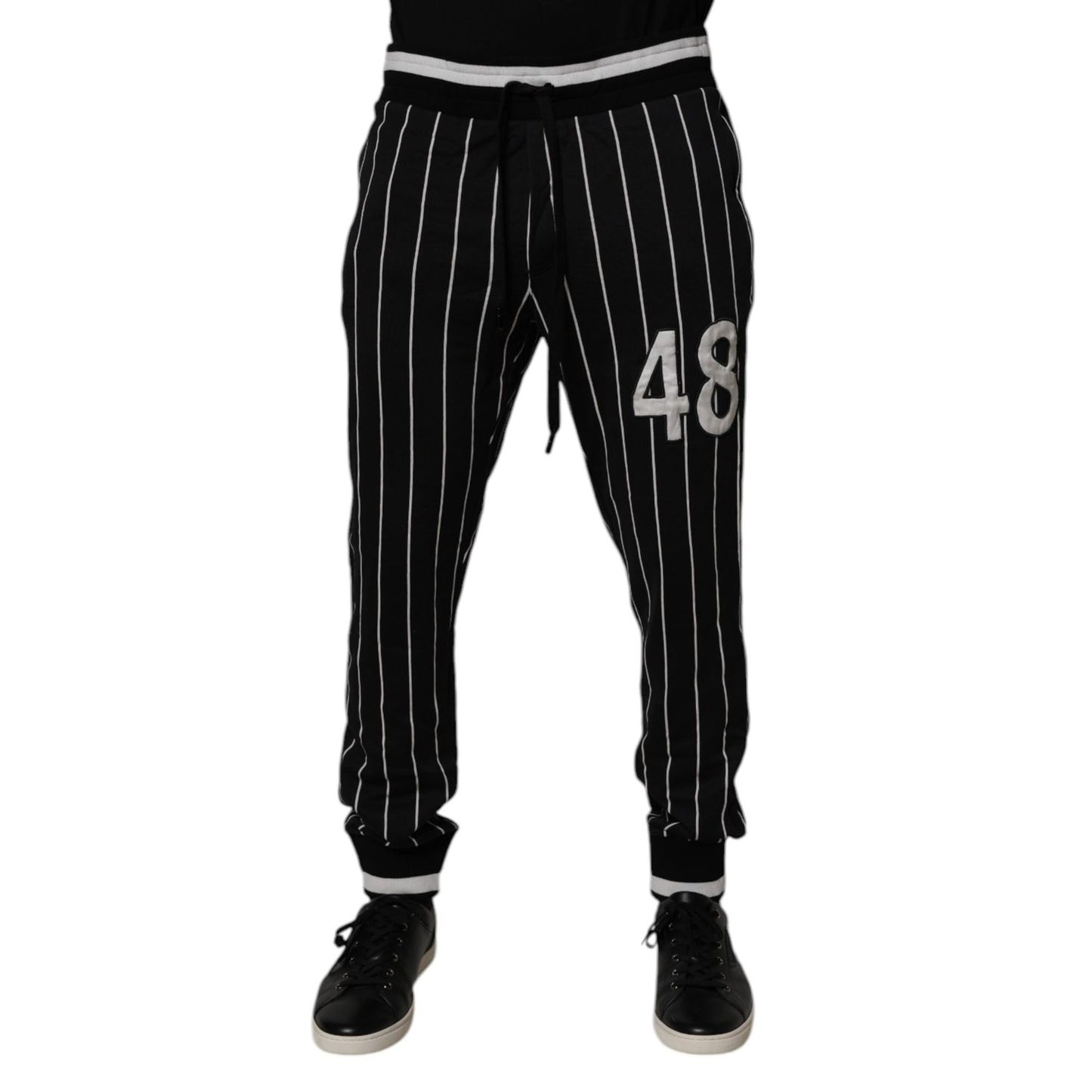 Dolce & Gabbana Black White Stripes Jogger Sweatpants Pants Dolce & Gabbana