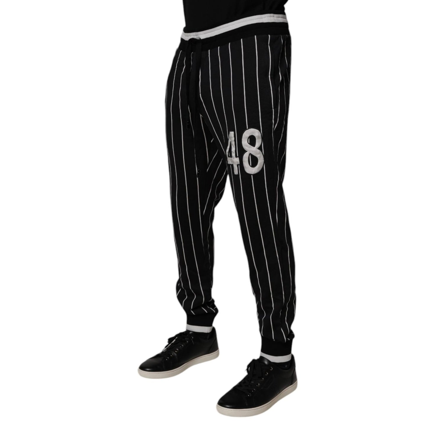 Dolce & Gabbana Black White Stripes Jogger Sweatpants Pants Dolce & Gabbana