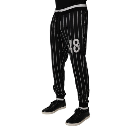 Dolce & Gabbana Black White Stripes Jogger Sweatpants Pants Dolce & Gabbana