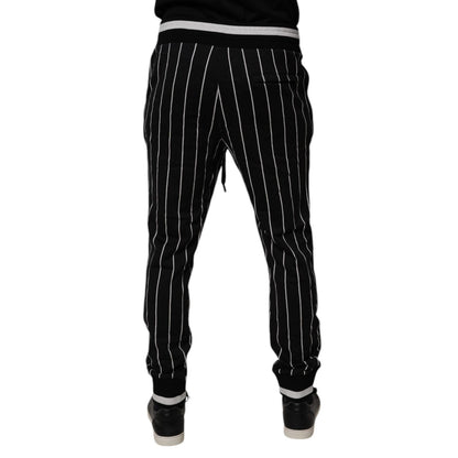 Dolce & Gabbana Black White Stripes Jogger Sweatpants Pants Dolce & Gabbana