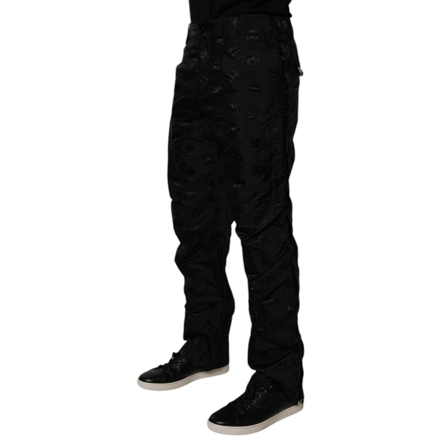 Dolce & Gabbana Black Logo Monogram Straight Pants Dolce & Gabbana